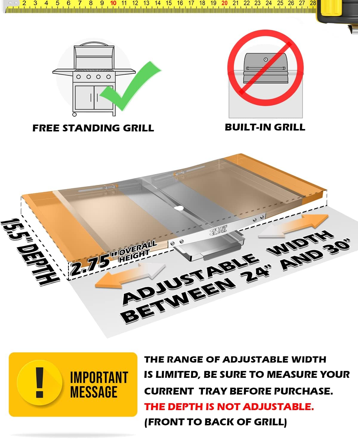 CaptainGrill stainless steel finish resisting rust and lasting longer