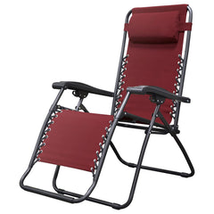 Caravan burgundy chair front view showing full reclined comfort