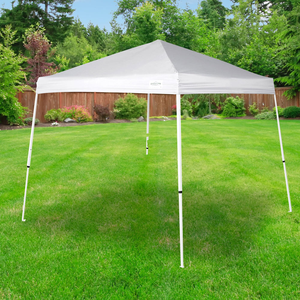 Caravan canopy in backyard providing shade for outdoor gathering benefit