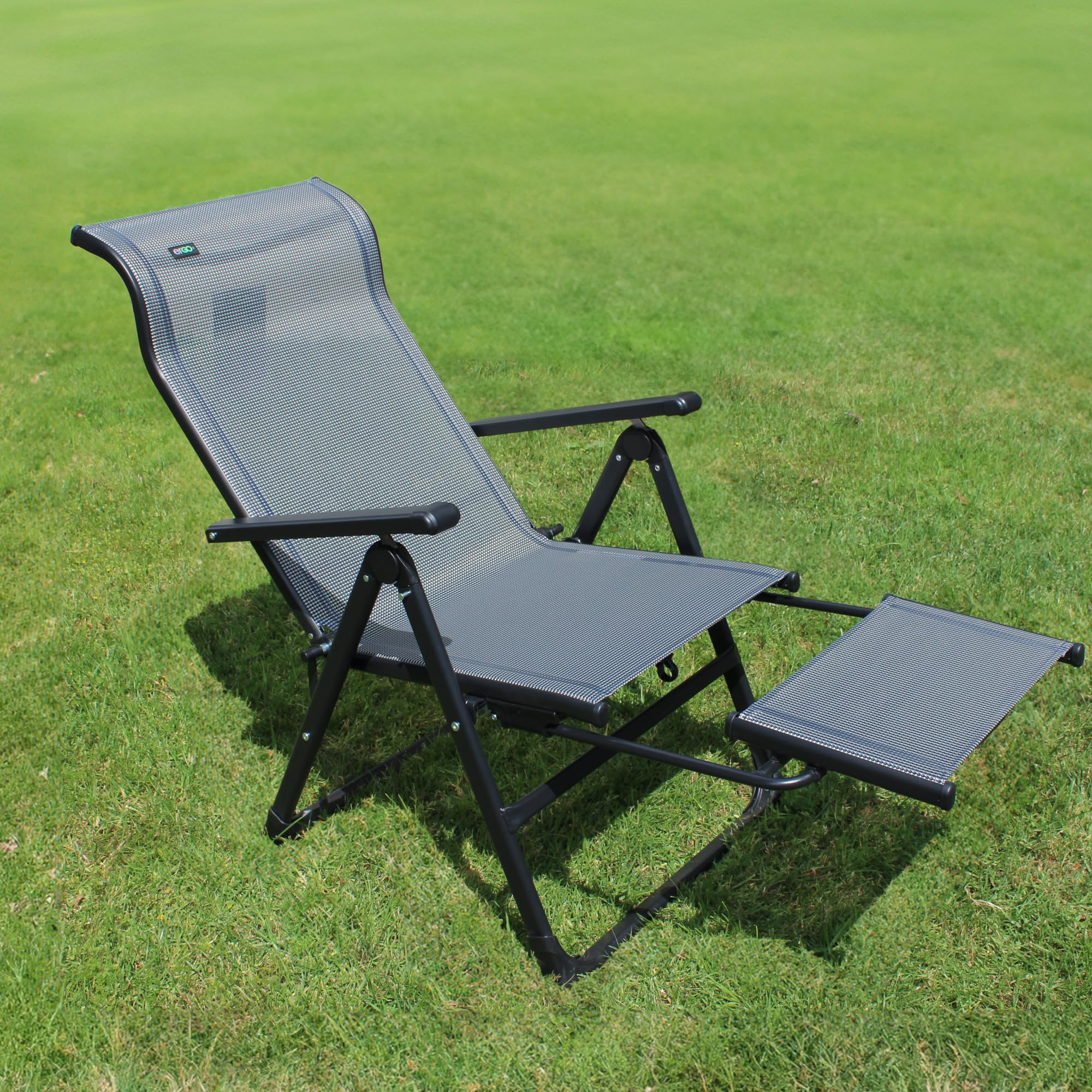 Caravan lounge chair in backyard showing relaxation and outdoor comfort benefit