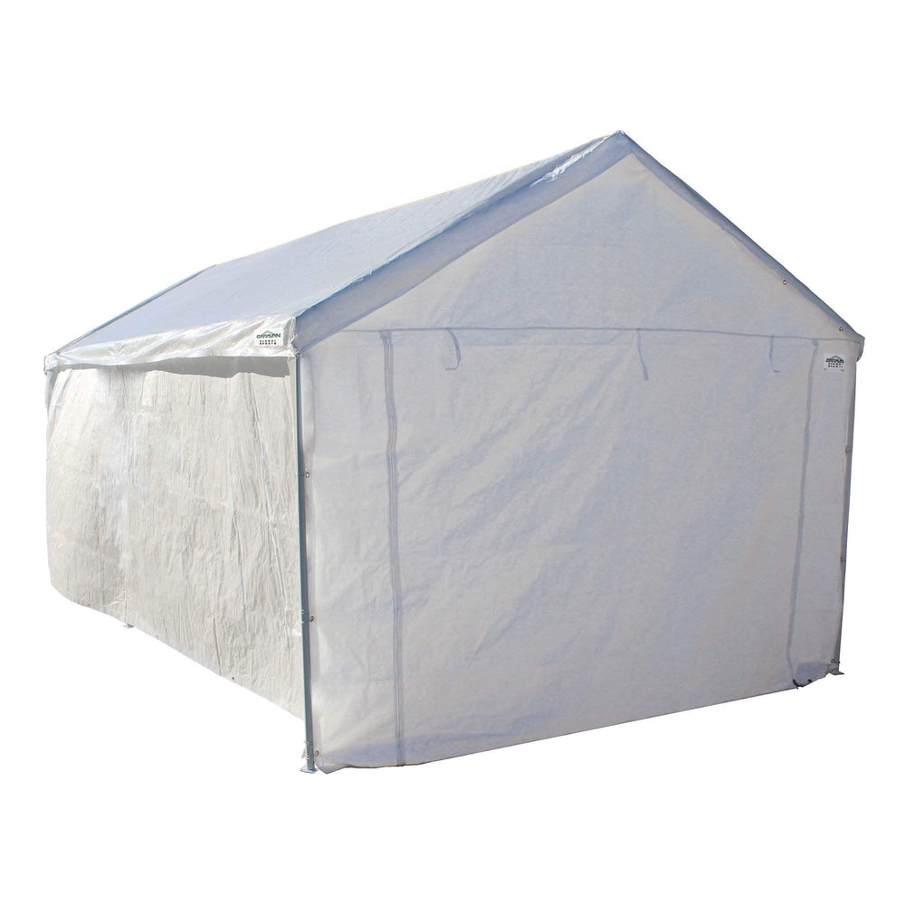 Caravan canopy with sidewalls on driveway showing Caravan protected vehicle