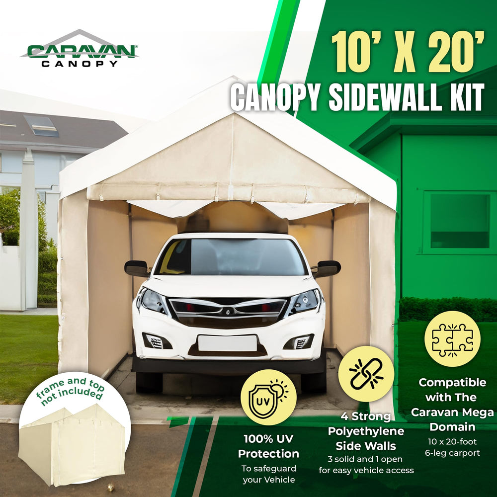 Caravan open-access panel with vehicle entering for easy parking access