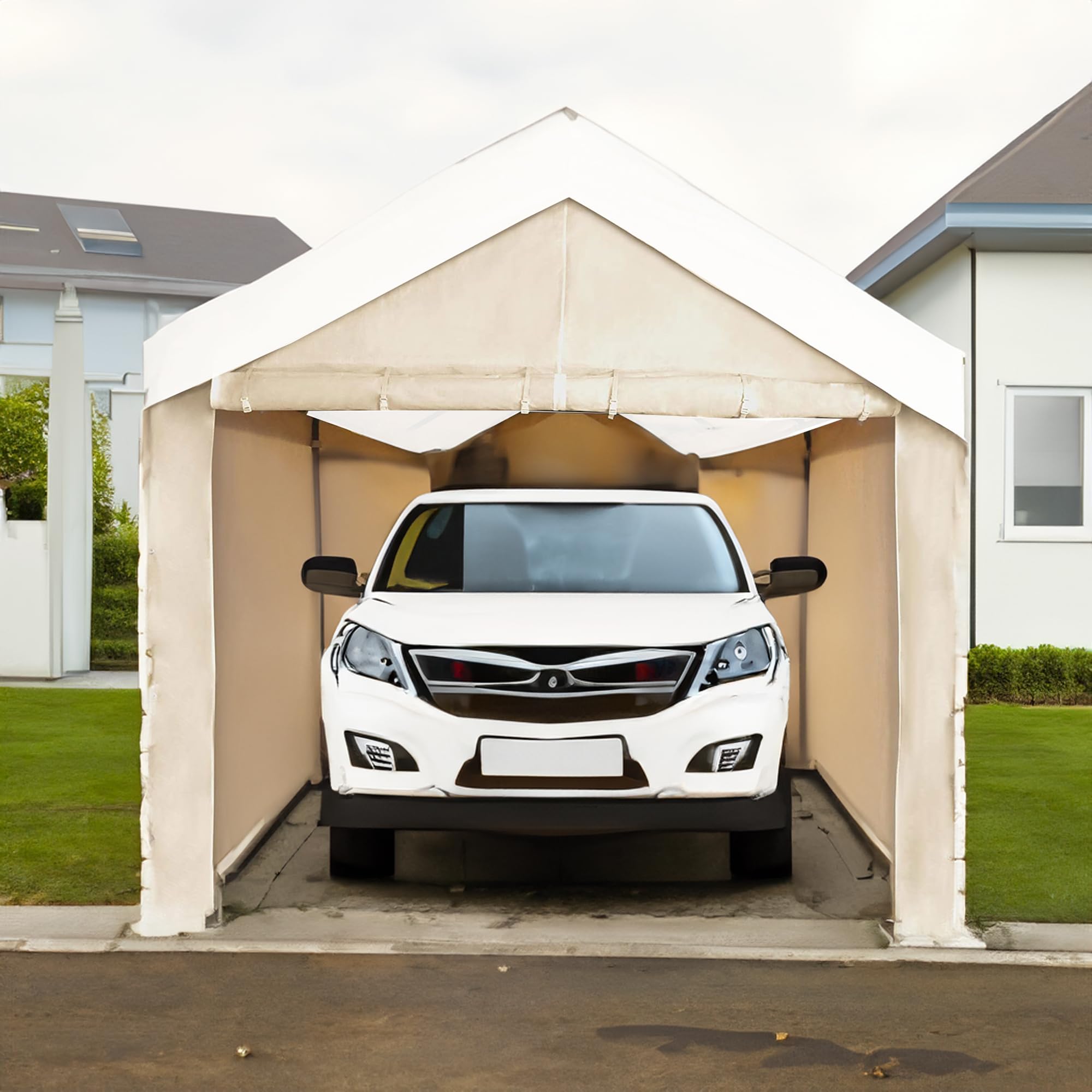 Caravan polyethylene fabric texture showing waterproof, easy-clean surface