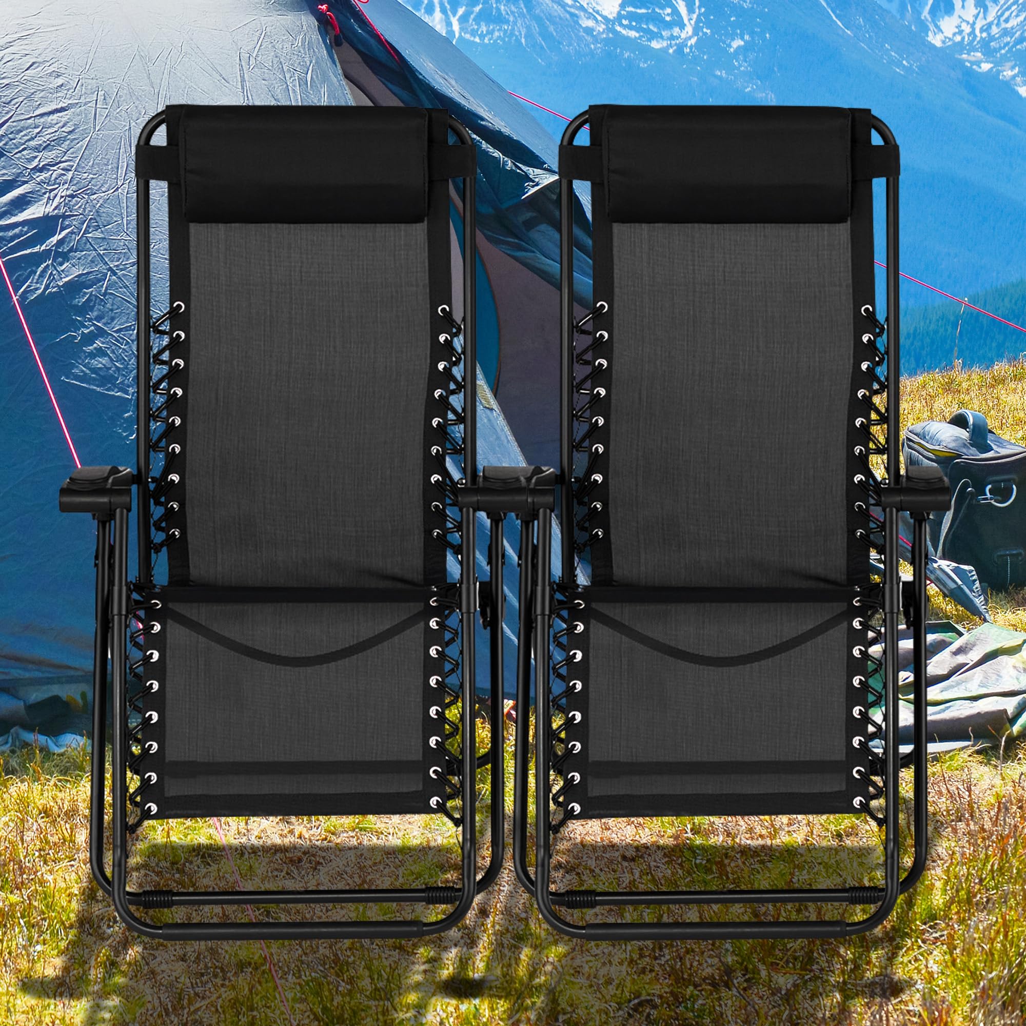 Caravan adjustable headrest close-up for neck and lumbar support