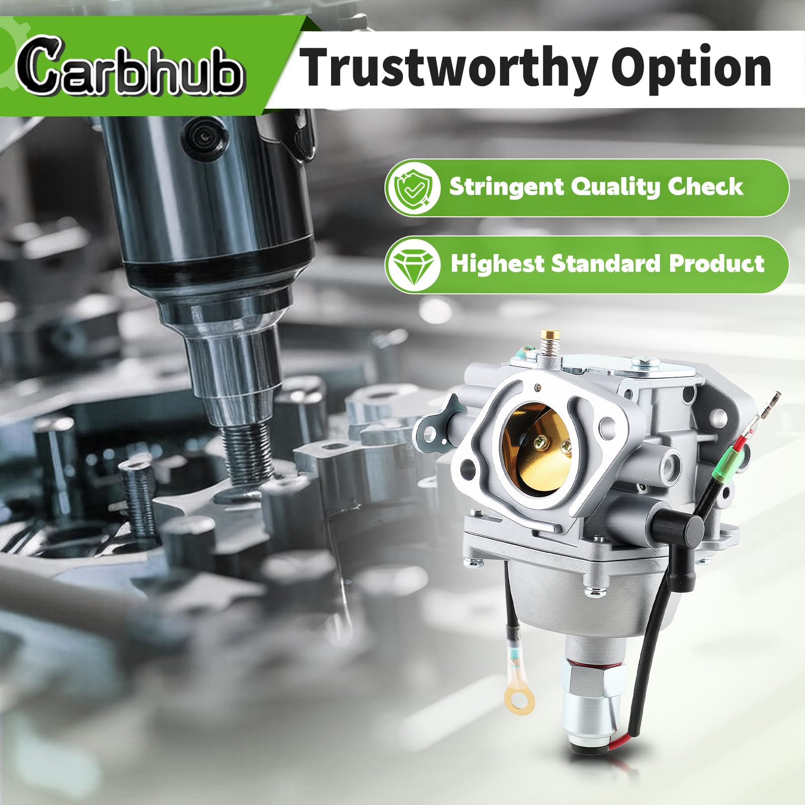 Carbhub fuel filter and shut-off valve included to prevent clogs and leaks