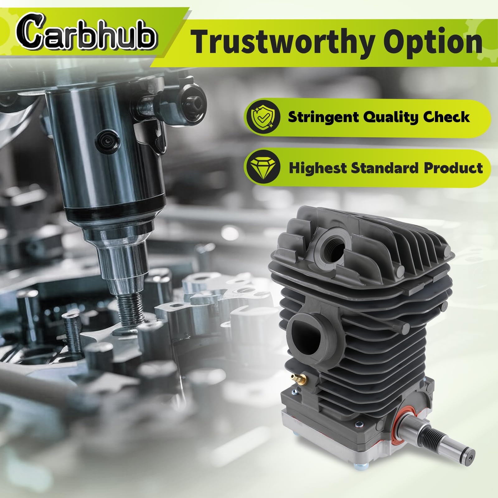 Carbhub crankshaft detail illustrating balanced design for smoother operation