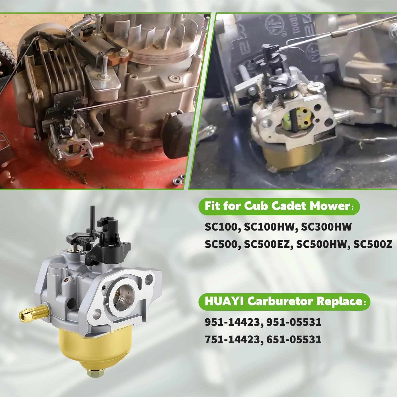 Carbhub HUAYI carburetor mounting face detail ensuring correct bolt alignment