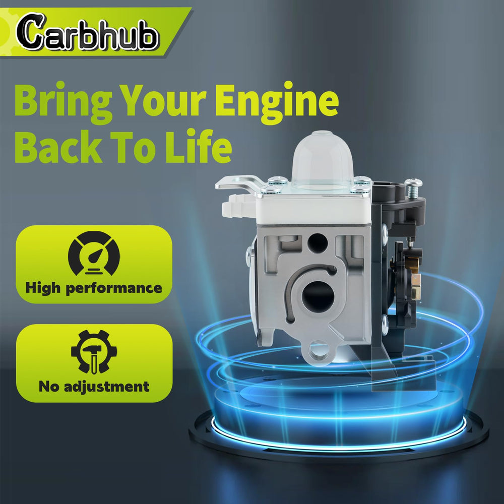 Carbhub carburetor pictured on a worksite restoring trimmer performance