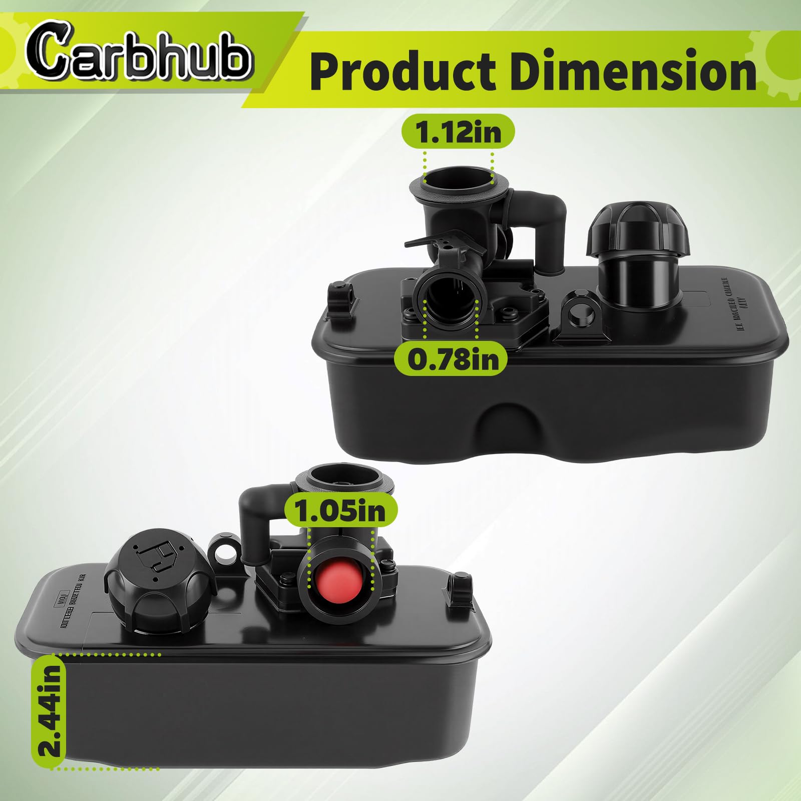 Carbhub kit installed on mower engine, demonstrates correct size and fit
