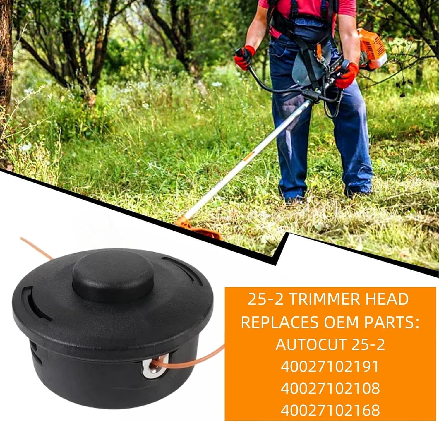Carburionix trimmer head installed on Stihl trimmer illustrating compatibility and ready-to-use