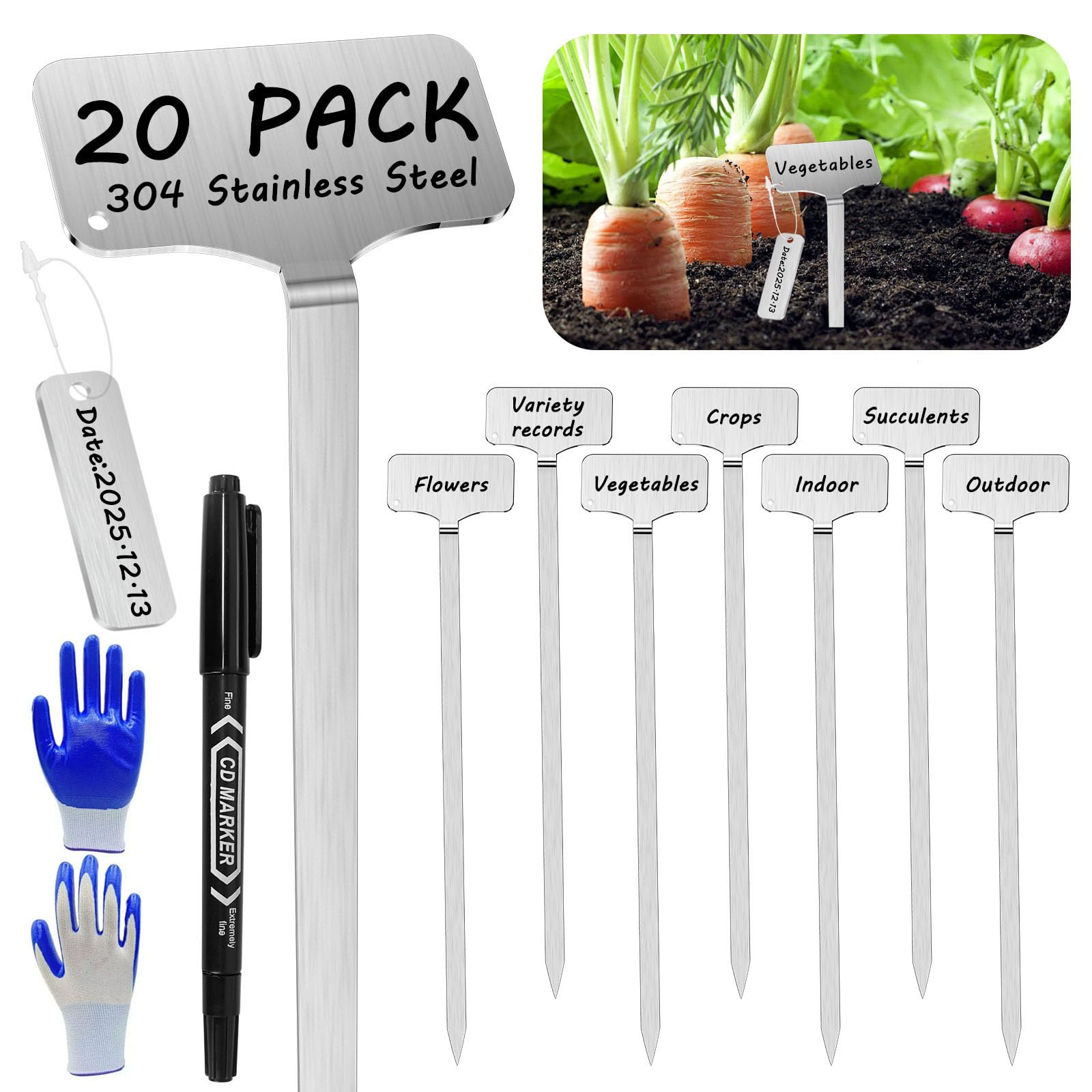 careforge front view of 20 stainless steel markers showing full kit benefits