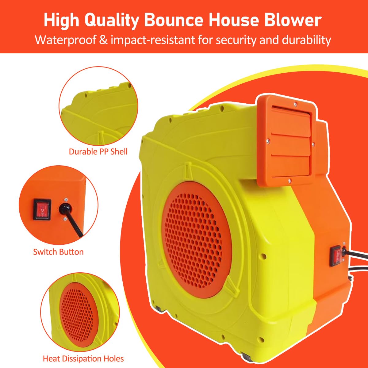 Carivia blower power cord and plug image showing 3m reach for flexible placement
