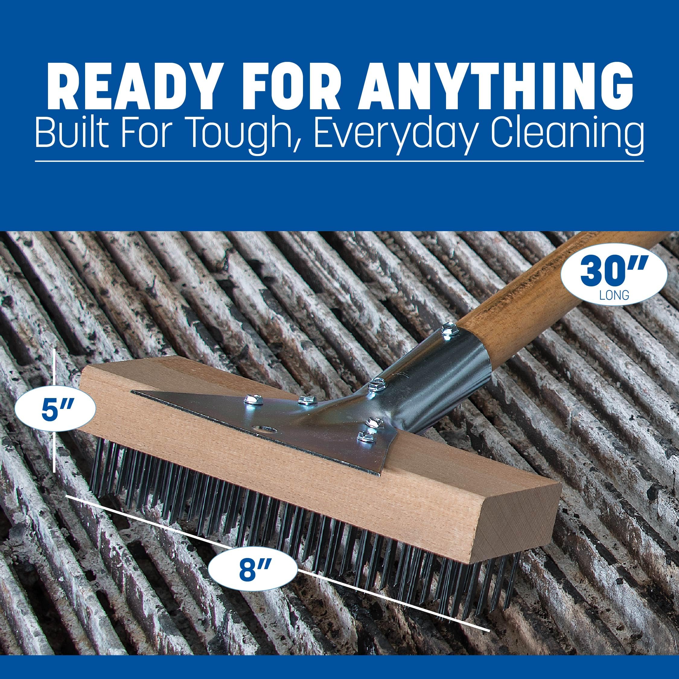 Carlisle brush in use cleaning hot grill surface for safer maintenance