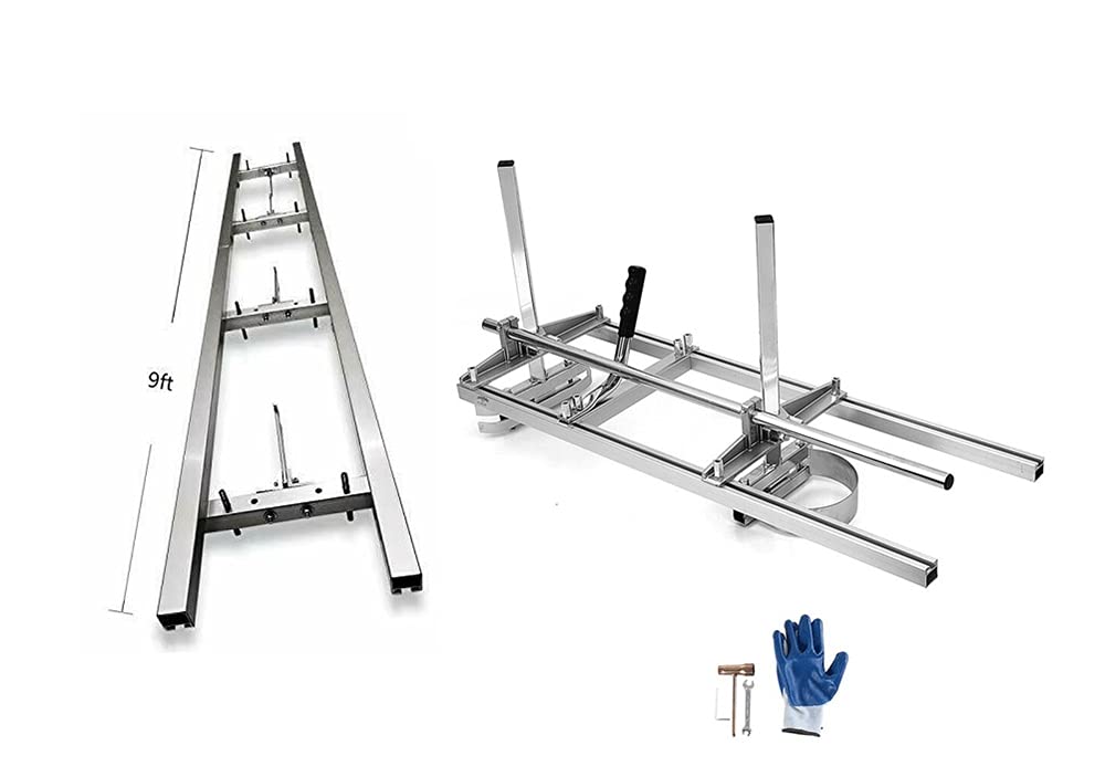Carmyra front view of 36-inch chainsaw mill showing robust frame and mount, durable control