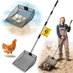 CAROD front view metal scooper showing wide 12-inch head and curved design for faster cleanup