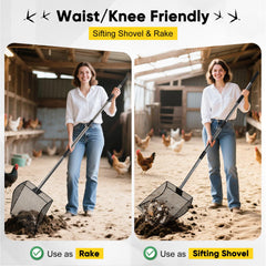 CAROD scooper in use cleaning a chicken coop reducing bending and speeding tasks