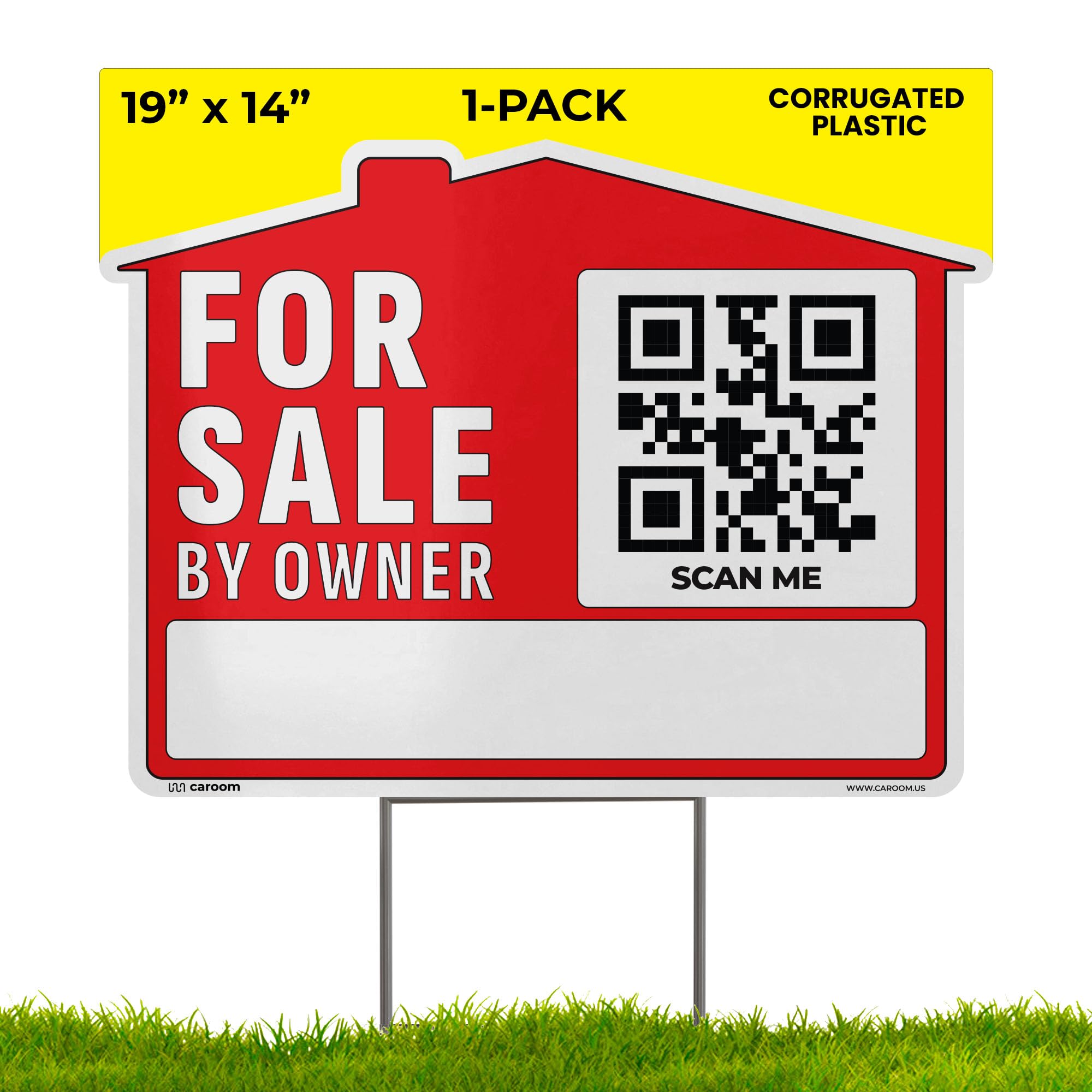 Caroom front view sign showing clear sale message and instant buyer access