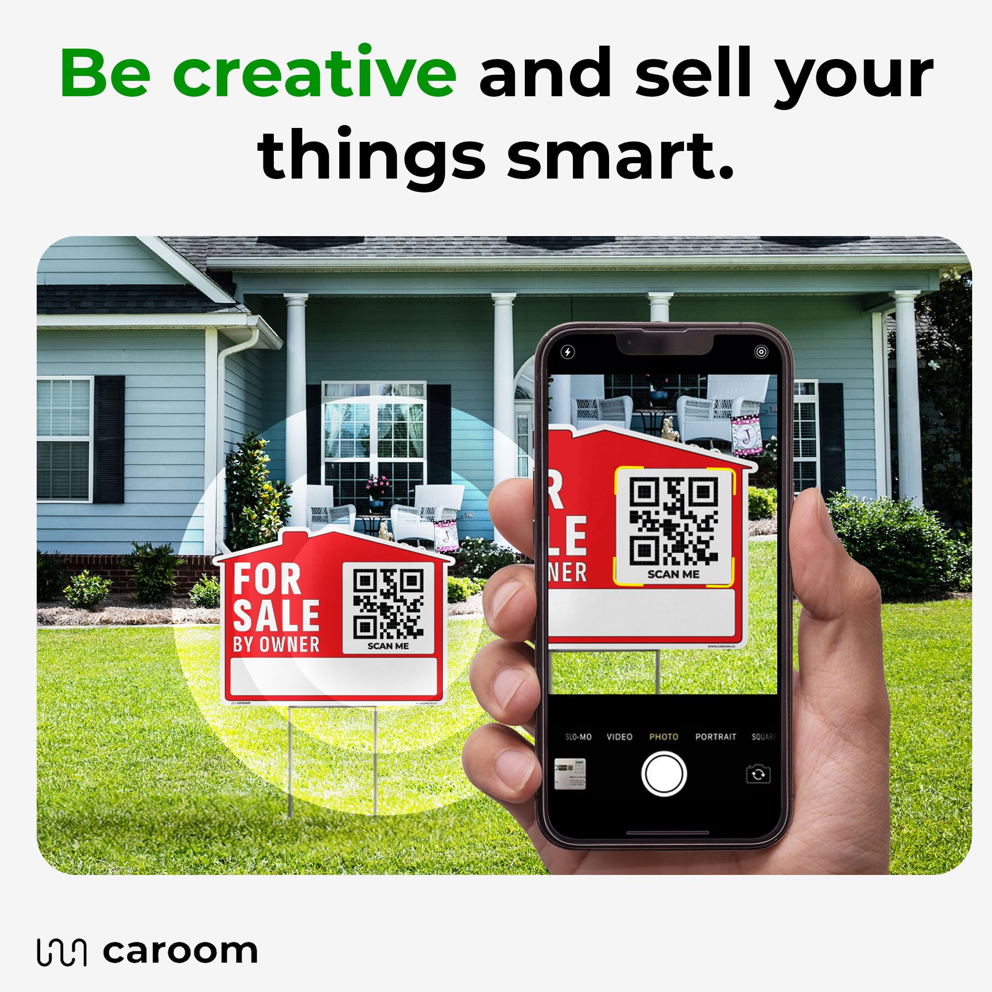 Caroom sign installed in ground demonstrating stability and curb visibility