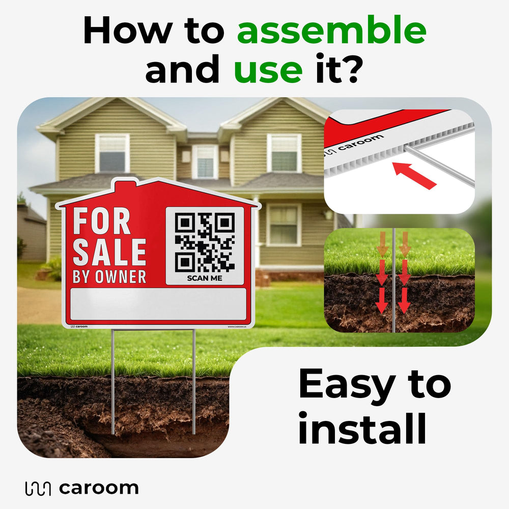 Caroom sign in a yard setting attracting passing buyers and showing curb appeal