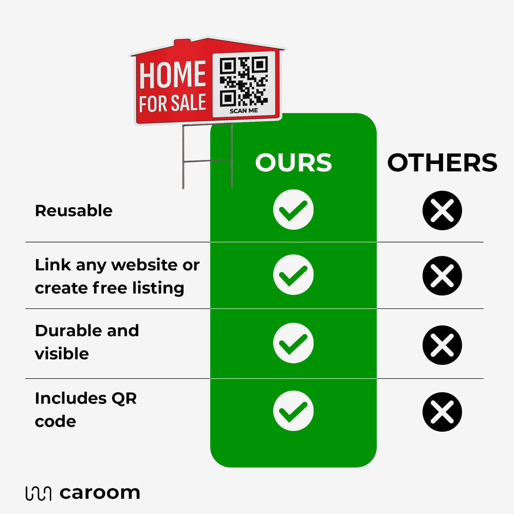 Caroom window-mounted sign visible at night offering consistent readability