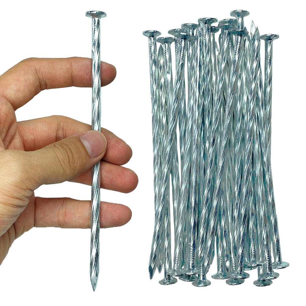 CAROYINO front view of 100-pack stakes showing durable galvanized finish and quantity benefit