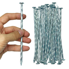 CAROYINO front view of 100-pack stakes showing durable galvanized finish and quantity benefit