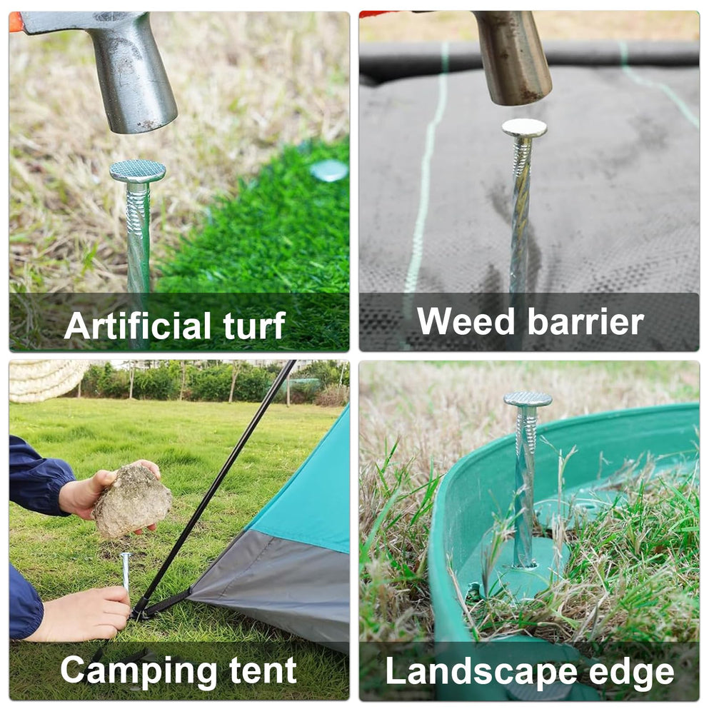 CAROYINO stakes securing tarp at garden worksite offering stable, reusable anchoring