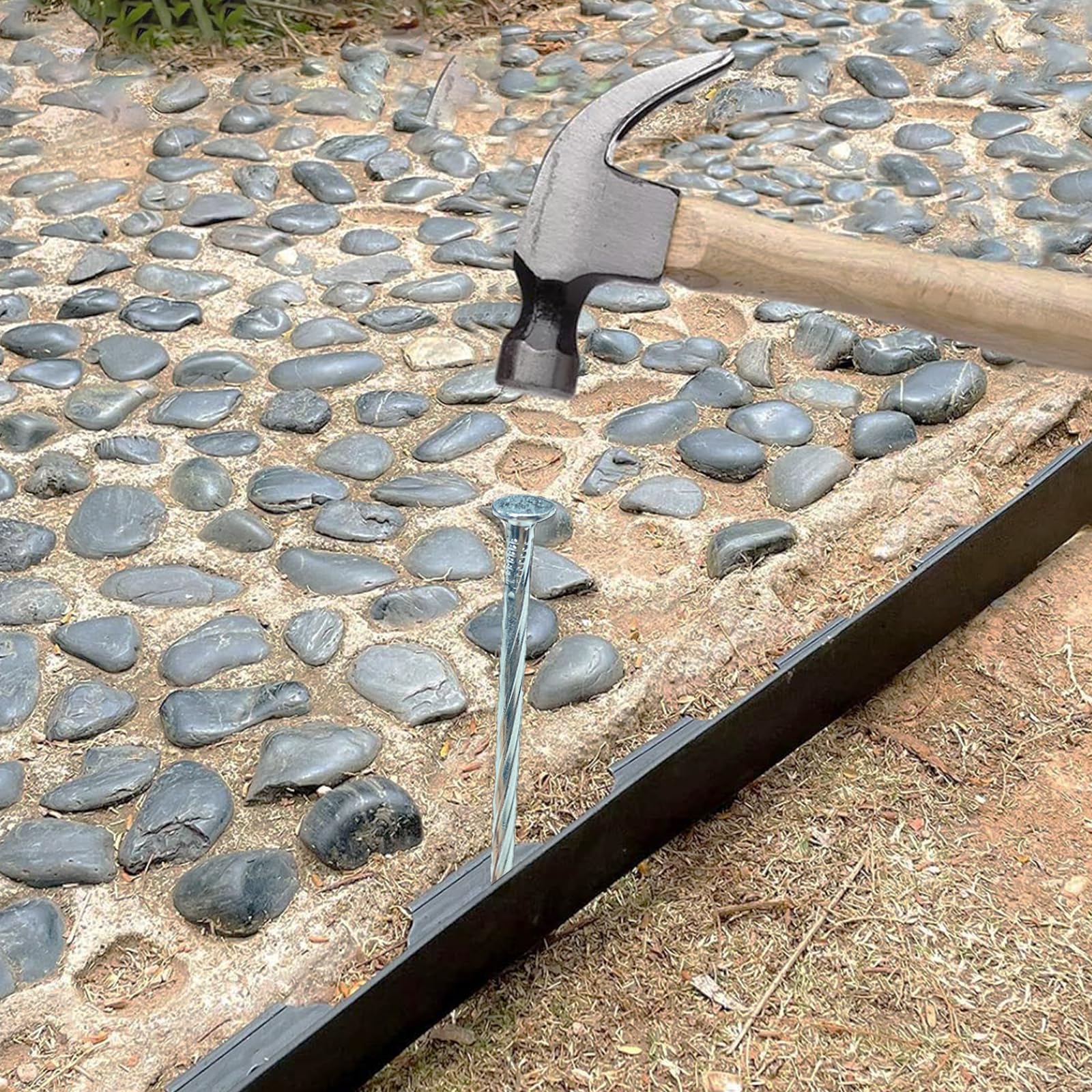 CAROYINO stakes beside inch ruler illustrating 6-inch length for dependable depth
