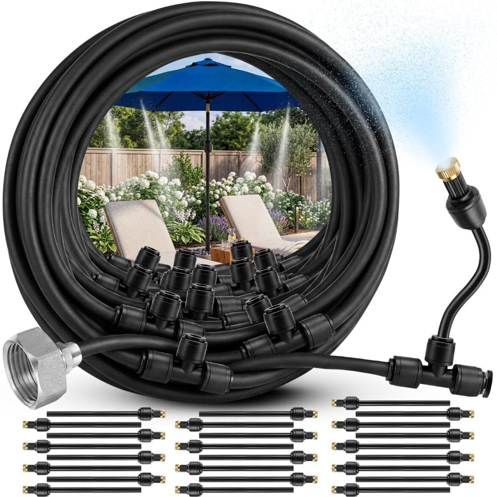 CARPATHEN front packaging showing 75 ft patio mister and components for easy setup