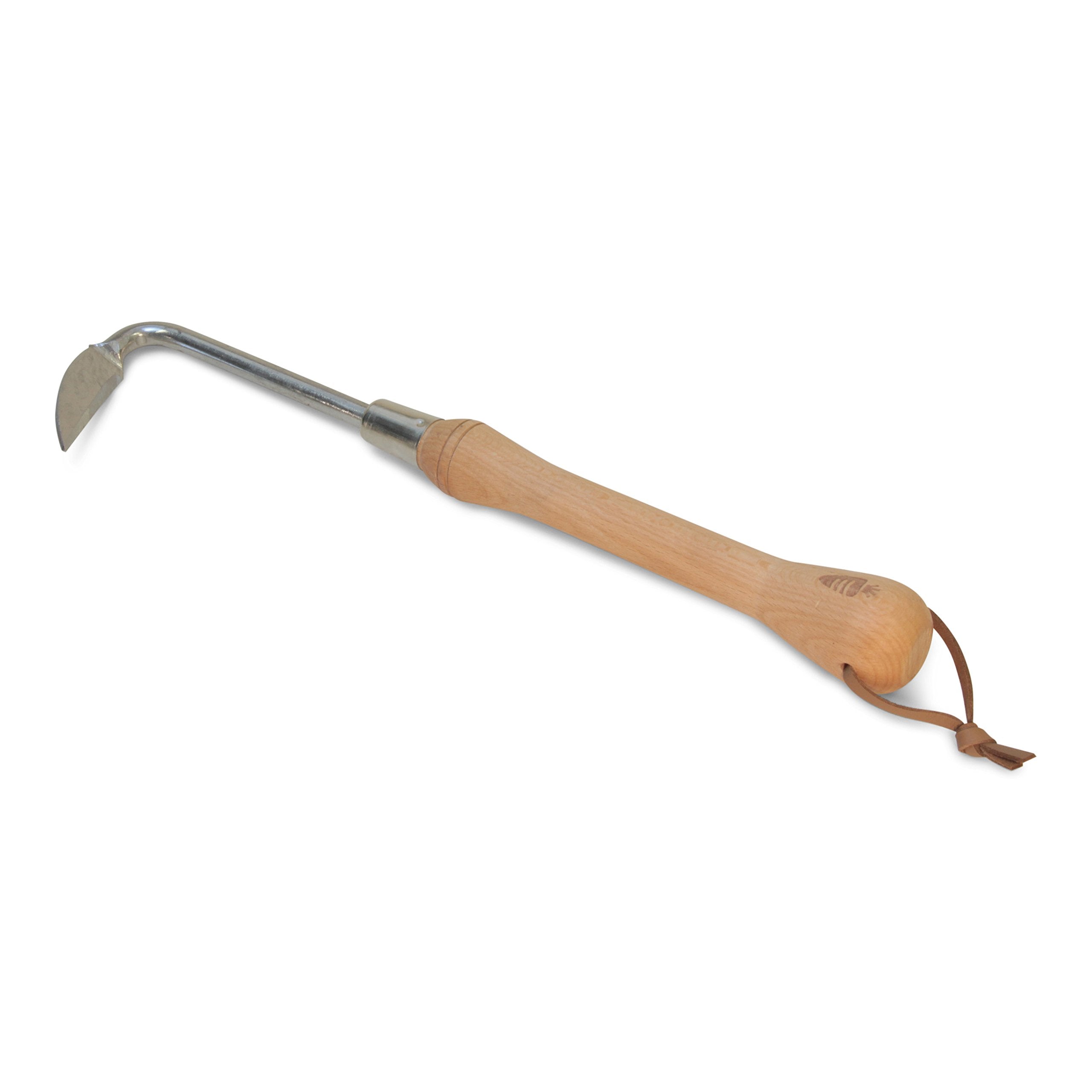 Carrot Design Cape Cod weeder front view showing full tool and benefit of reach