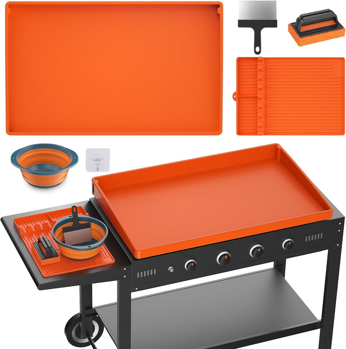 Carry360 front view of full 36-inch mat protecting griddle surface and preventing rust