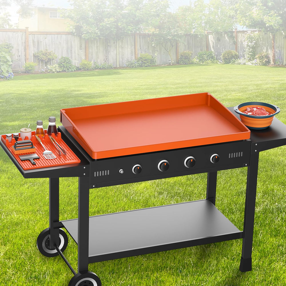 Carry360 outdoor setup showing protected griddle ready for immediate cooking