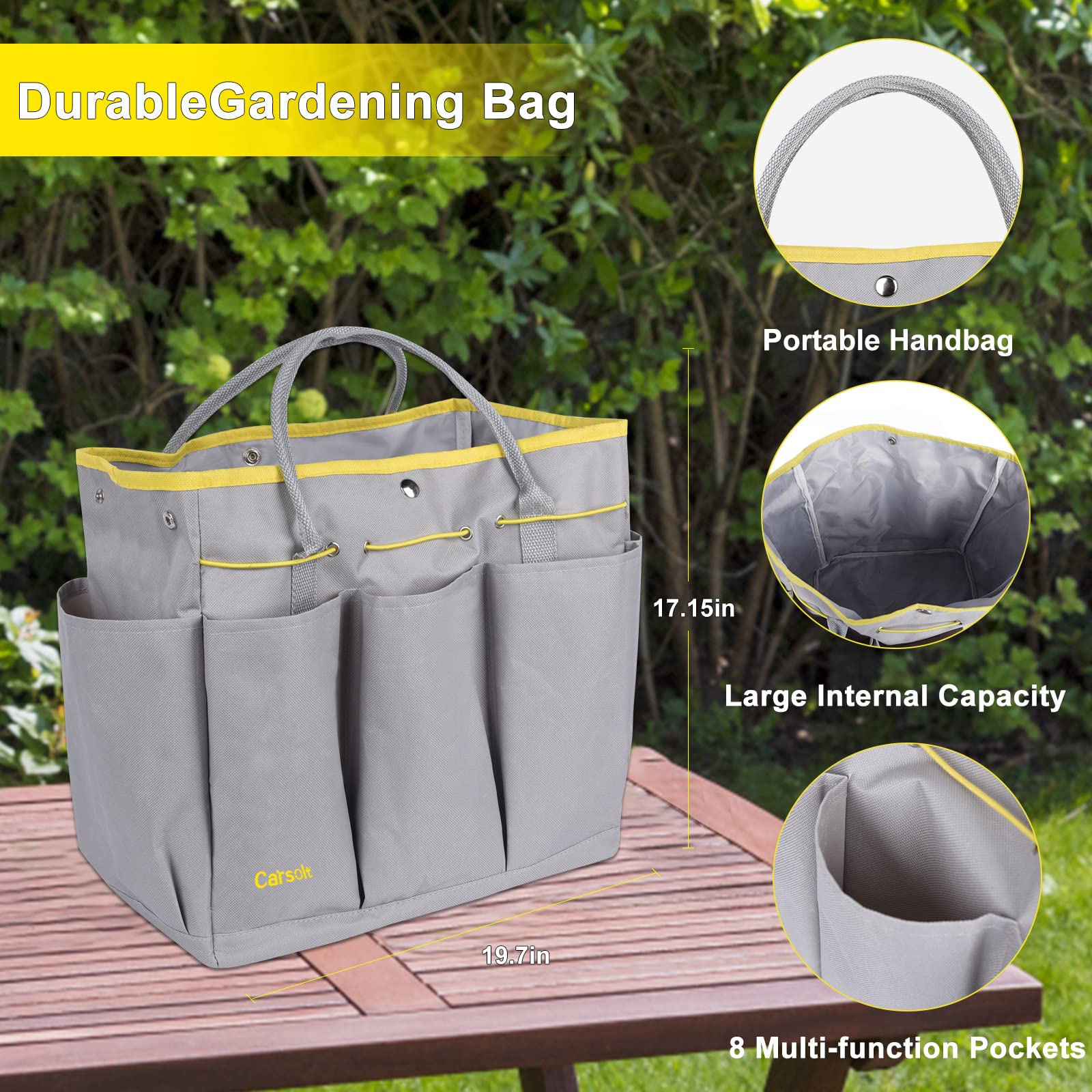 Carsolt breathable gardening gloves and weeder in use protecting hands from scratches