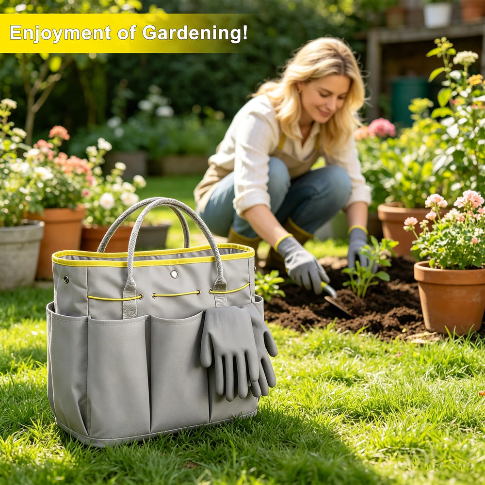 Carsolt 600D Oxford tote bag with tools organized for quick access at the garden