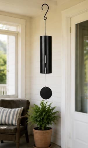 Carson wind chime in garden setting adding contemplative outdoor atmosphere