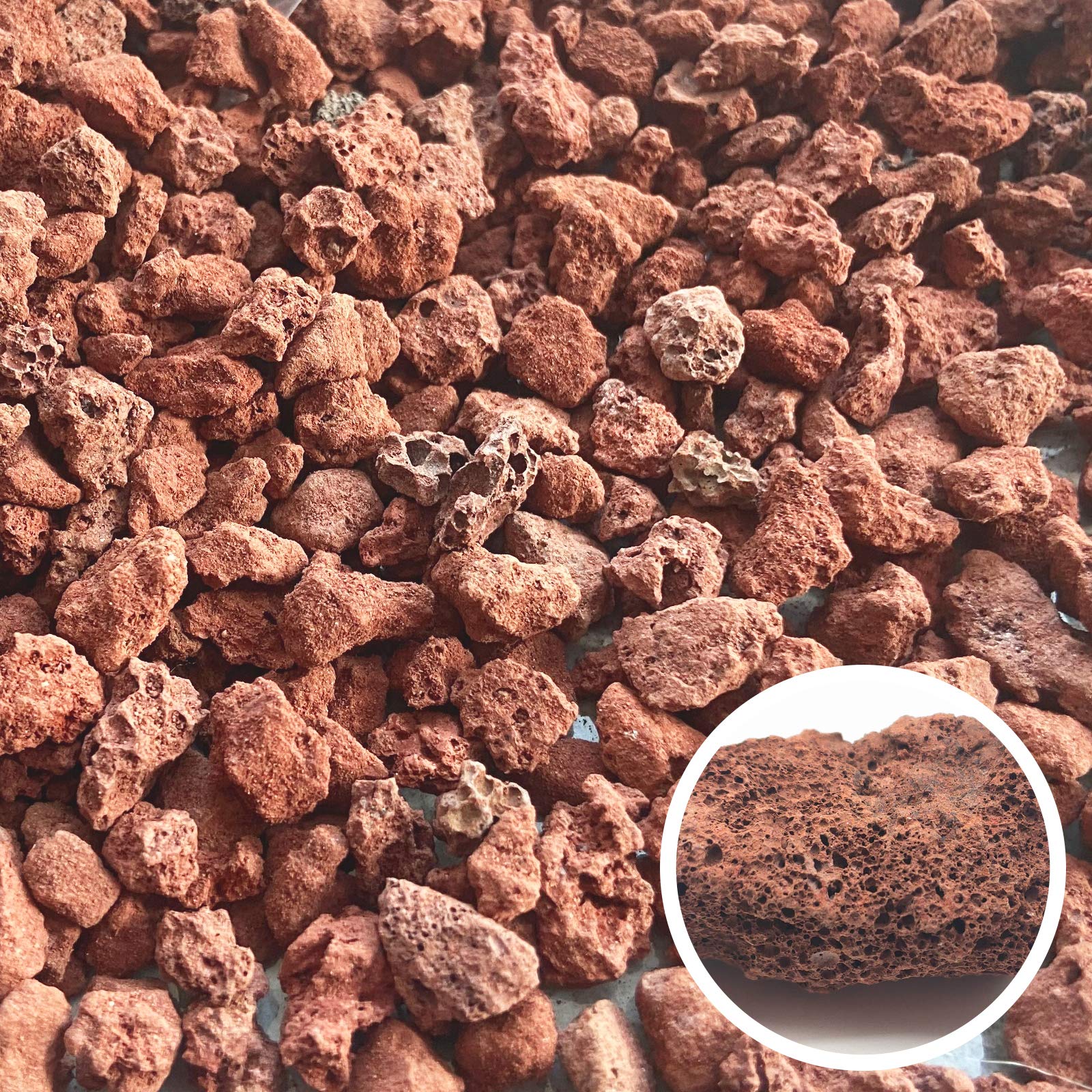 CARURBODY close-up of porous red lava texture improving aeration