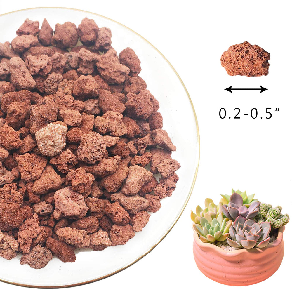 CARURBODY handful of lava rocks next to ruler showing 8–14 mm size benefit