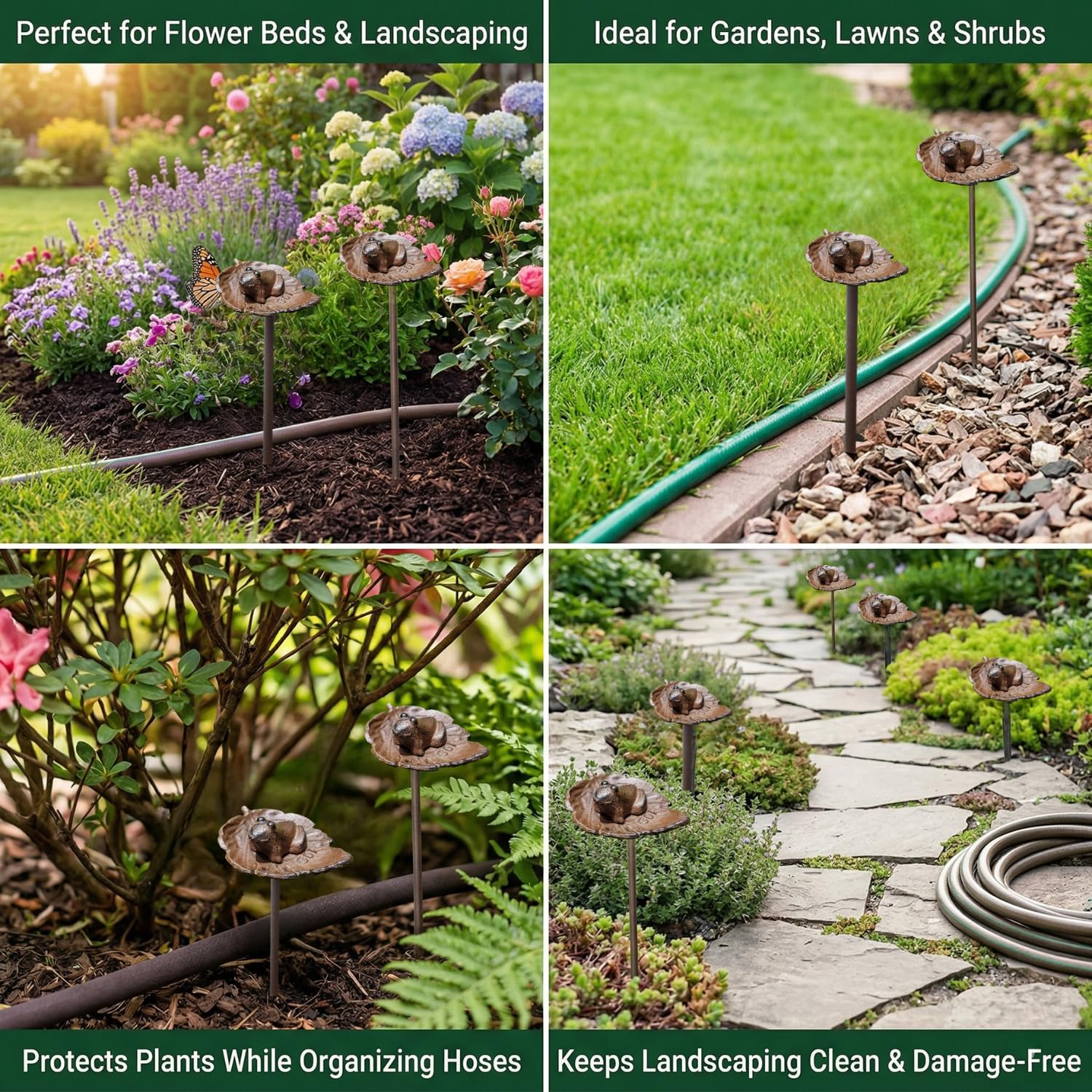 Carver's Olde Iron on pathway illustrating decorative accent and hose management