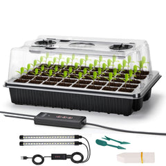 Carzos 40-cell tray front view showing organized seed layout and quick setup benefit