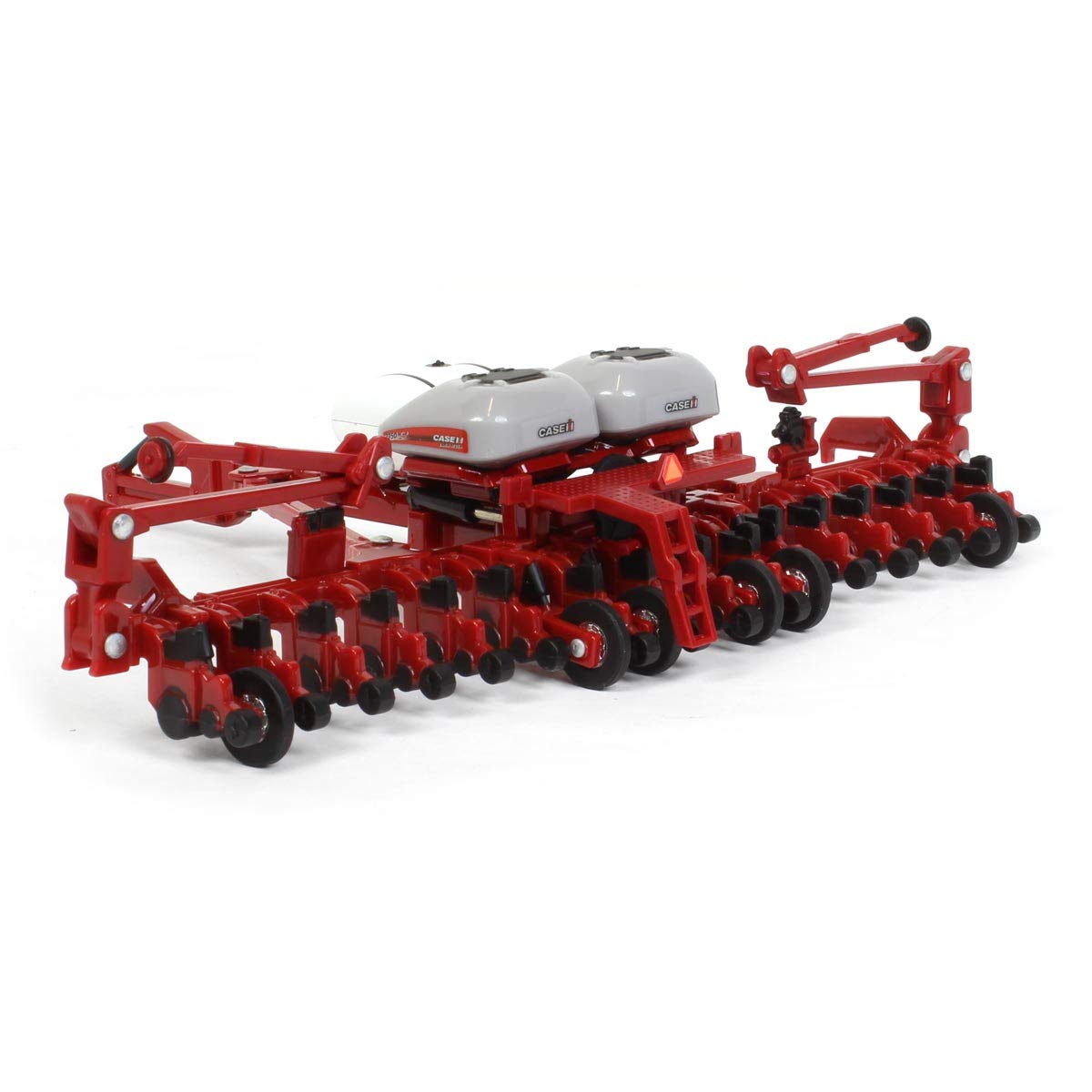 Case IH planter next to 1/64 tractor showing scale compatibility