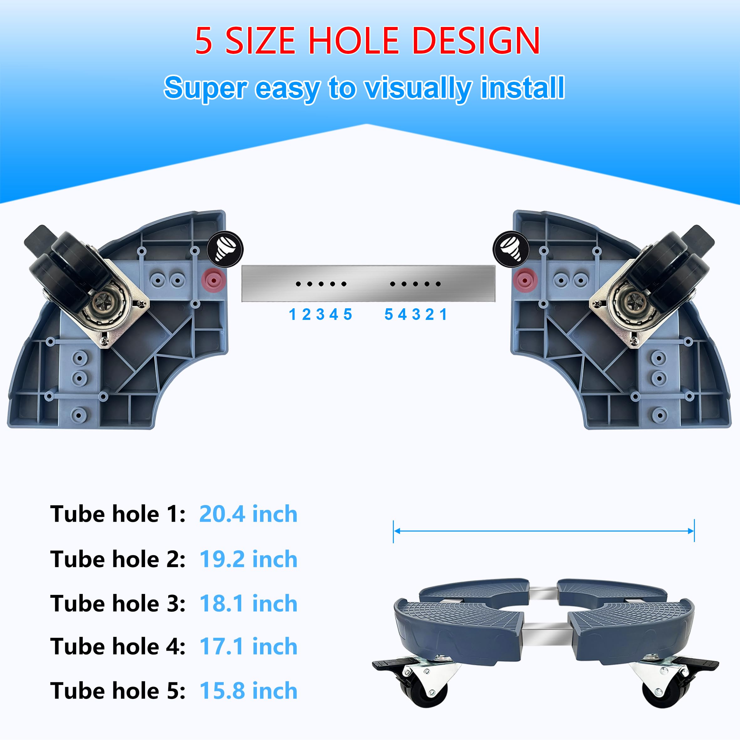CASIMR tube with five size holes demonstrating adjustable height settings