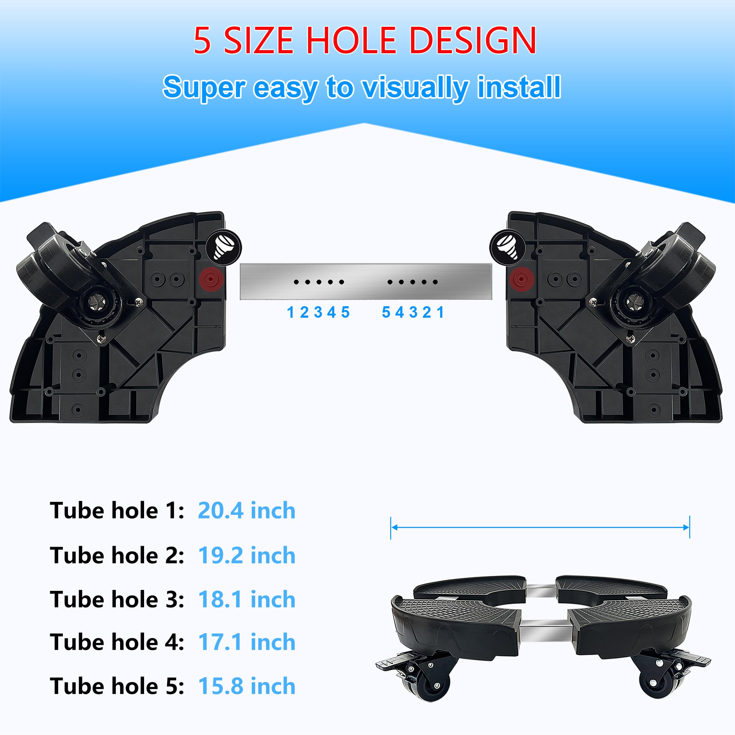 CASIMR adjustable tube with five size markings for quick visual sizing benefit