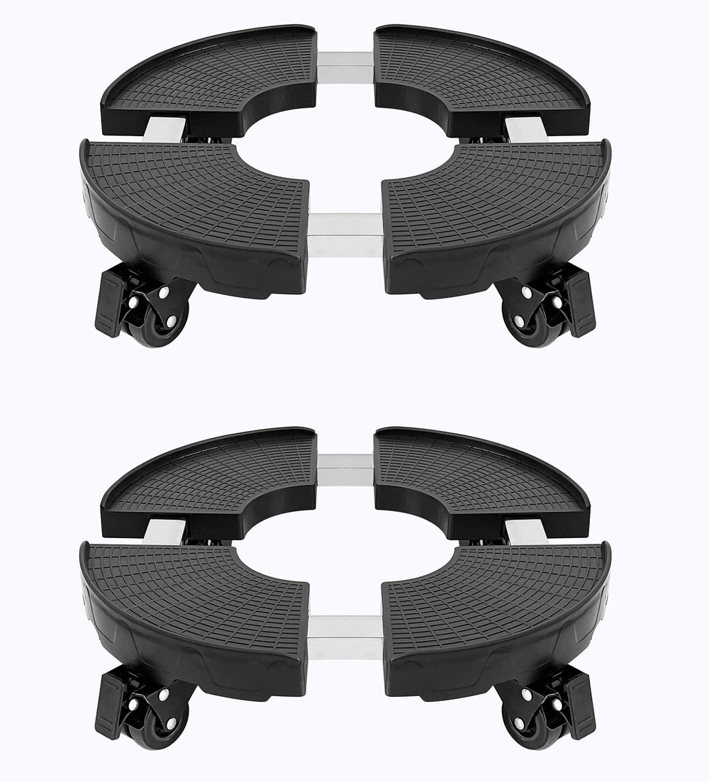 CASIMR front view showing two assembled plant stands and packaging, highlights durability