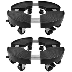 CASIMR front view of both adjustable plant stands showing sturdy construction and mobility