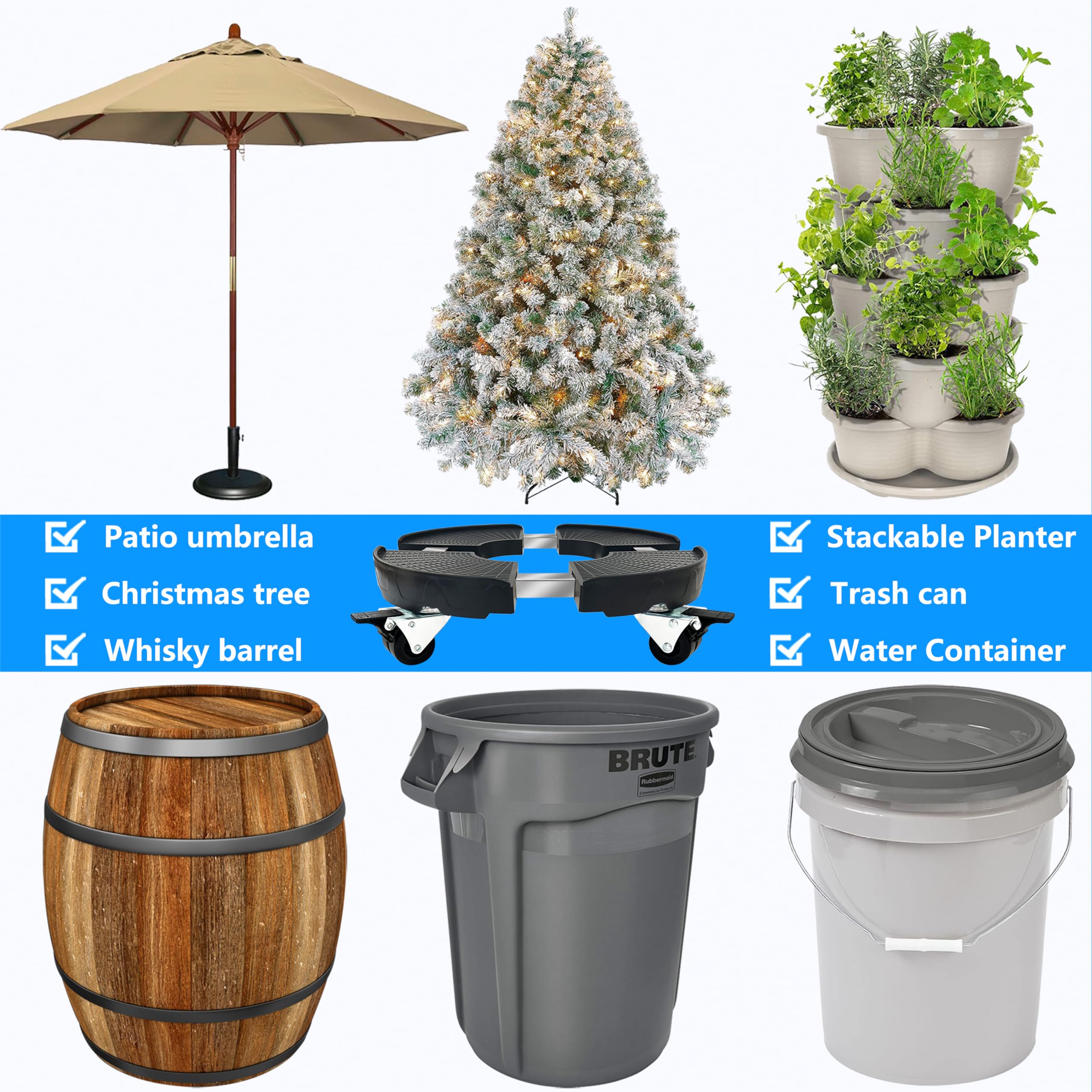 CASIMR plant stand under large pot showing heavy-duty 440 lb capacity strength