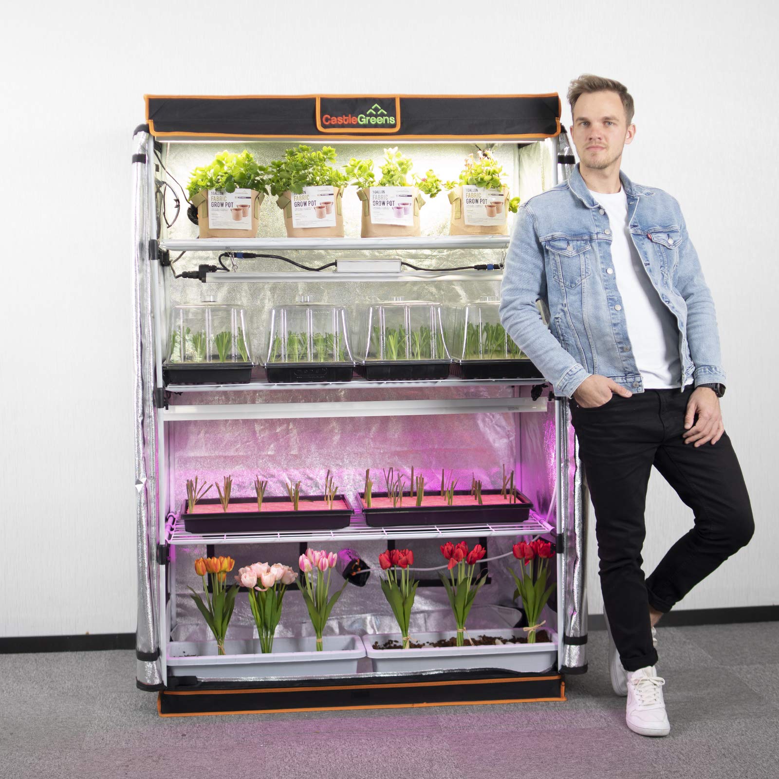 CastleGreens tent in a room demonstrating discreet indoor gardening setup