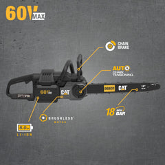 CAT DG631 bar and chain close-up highlighting durable slim chain benefit