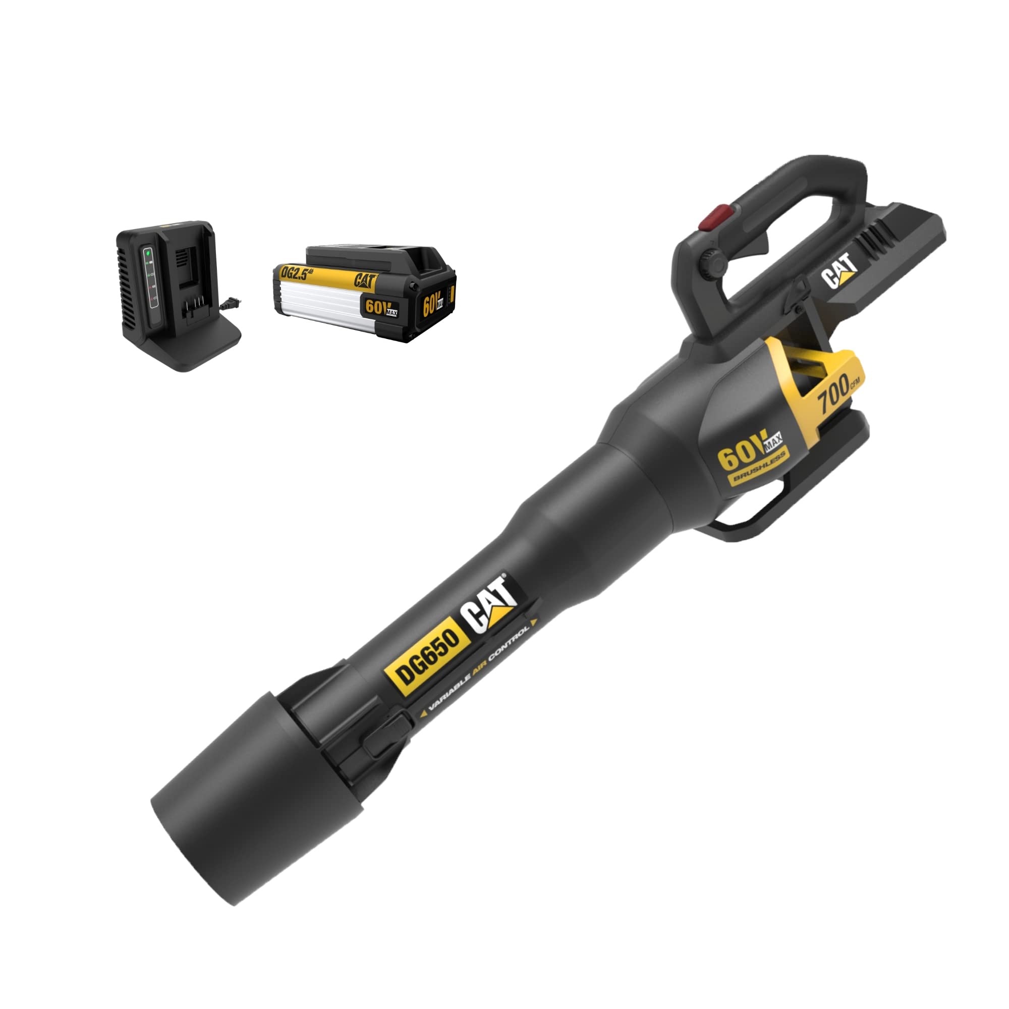 CAT DG650 front view showing blower and ergonomic handle for comfortable control