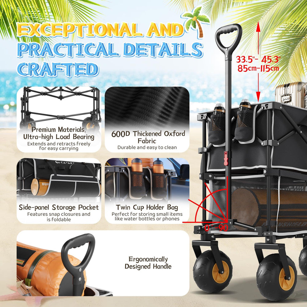 CAtArt folded compact beach wagon inside car trunk saving space for travel