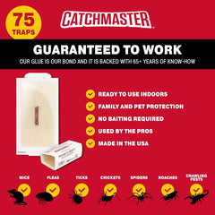 Catchmaster glue board beside ruler showing 3.5 by 7 inch size benefit